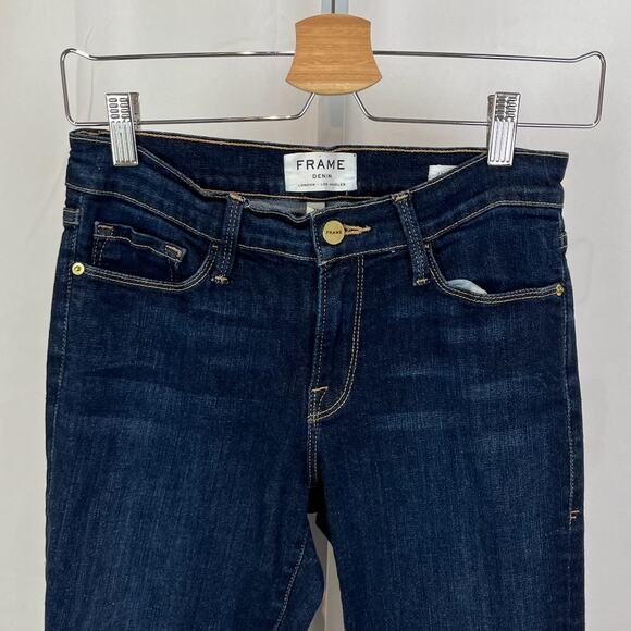 FRAME Size 28 Le Skinny de Jeanne Ankle Jeans Queens Way Dark Wash Zip Fly Blue - Picture 4 of 8